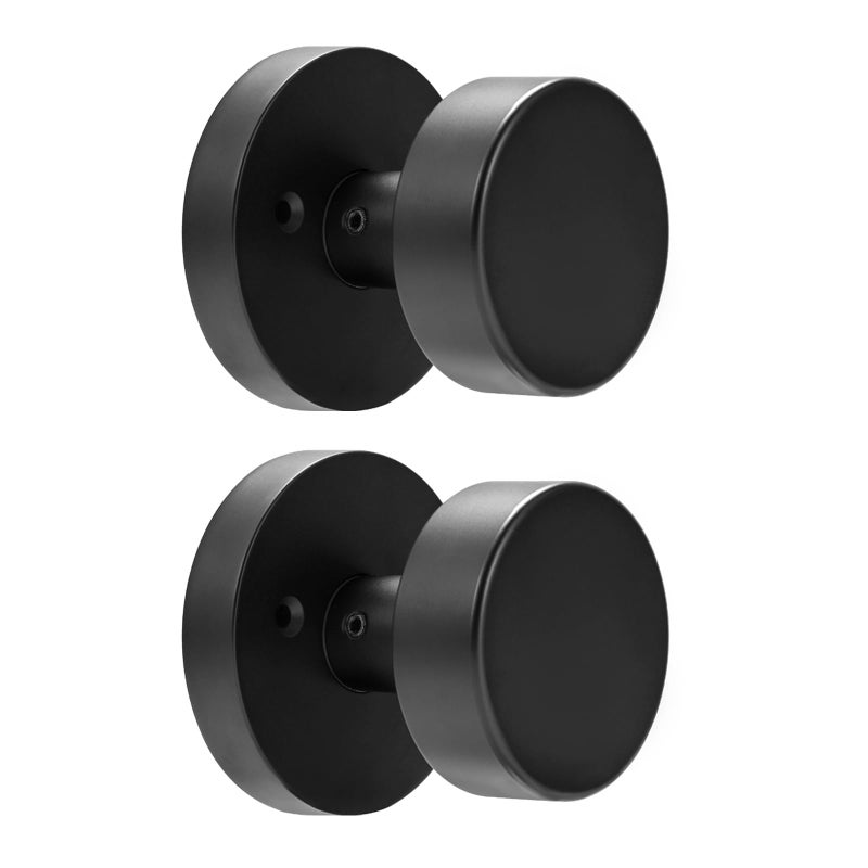 naubea 2 Pack Matte Black Dummy Door Knob Interior, Black Door Knobs for Bifold and Closet Doors, Heavy Duty Round Modern Door Handle - Image 1